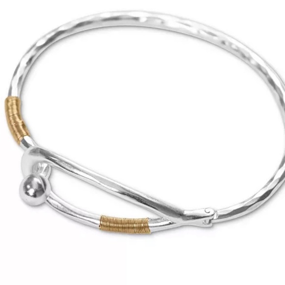 Lucky Brand Silver and Gold Wrapped Bangle - Picture 4 of 6